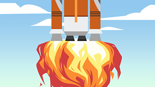 The heat of the chemical reaction powers the rocket into the sky