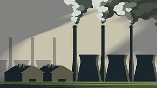 A thermal power station which burns fossil fuels