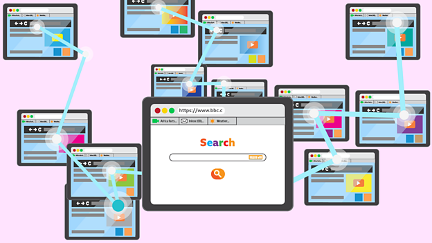 The program searches the index for webpages that link to your keywords or question