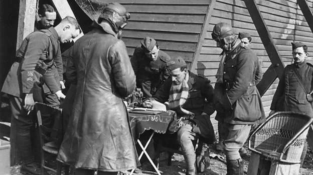Pilots handed in reports after flying over enemy lines