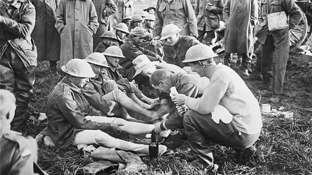Trench foot was caused by standing in water and mud