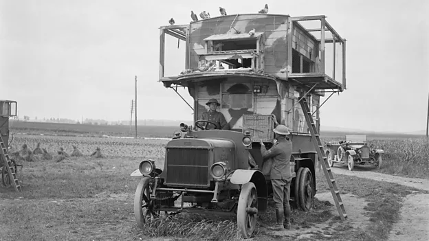 Some pigeons were kept in unusual places like old London buses