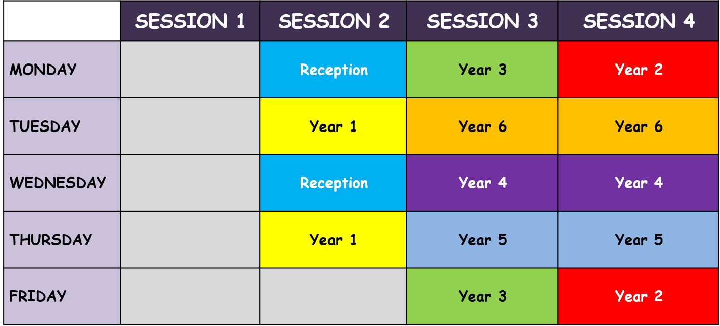 PE Timetable 2025/2026