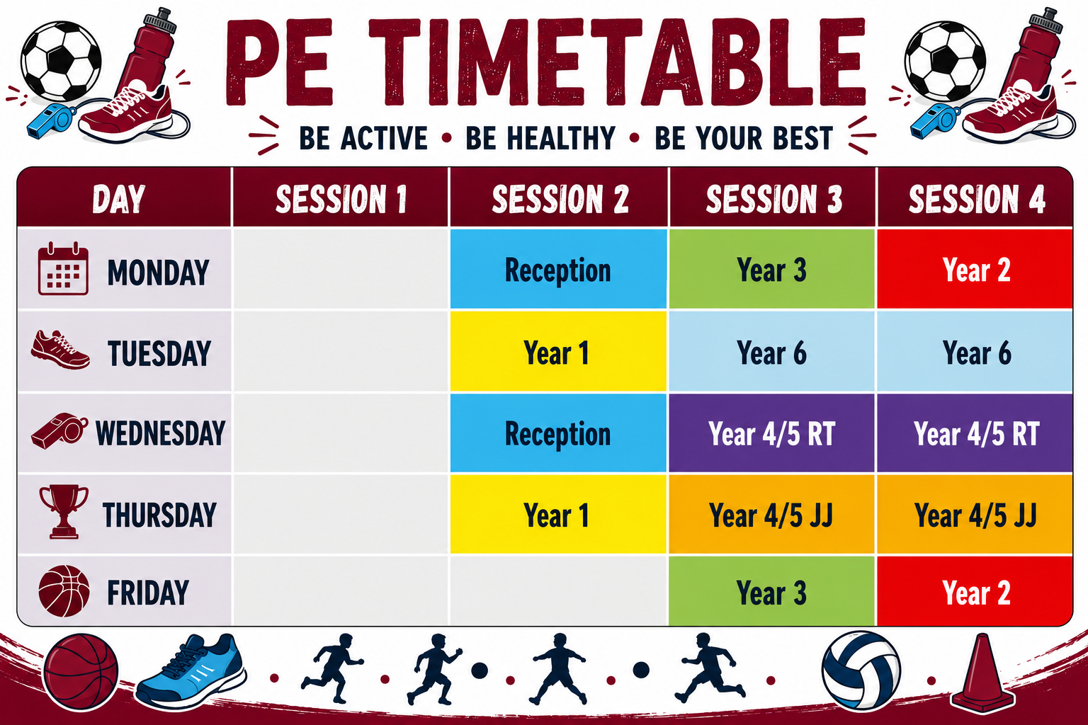 PE Timetable 2026/2027